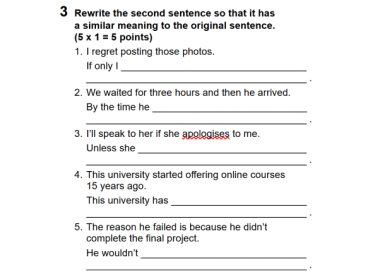 Learning Skills 1 - Teacher’s Material - Term Test 1, Test Level 2, Vocabulary Grammar, Ex. 3