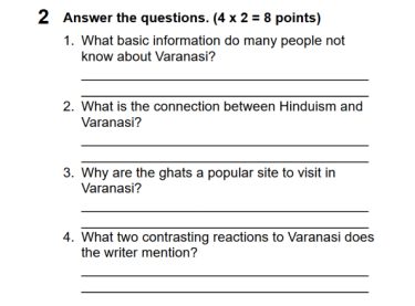 Learning Skills 1 - Teacher’s Material - Unit 6 Test, Test Levels 1, Written Comprehension, Ex. 2